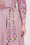 Festive pink linen dress with embroidery "Pelagia" 2